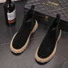italian brand designer mens fashion chelsea boots cow suede leather shoes stage nightclub dress platform ankle boot short botas - Image 3