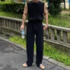 Summer Streetwear Mens Outfits Sleeveless O Neck Casual Tank Tops And Straight Pants Men Two Piece Sets Leisure Breathable Suits - Image 6
