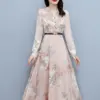 Spring Autumn Women Long Sleeve Dress 2022 Casual Maxi Satin Chic Elegant Party Floral Bodycon Fashion Vintage Evening Dresses