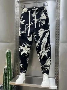Men's Jogger Pants Loose Striped Floral Hip Hop Streetwear High Quality Harem Trousers Unique Designer Brand Clothing - Image 2