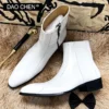 LUXURY DESIGNER MEN ANKLE BOOTS SHOES BLACK WHITE ZIP GENUINE LEATHER MENS DRESS BOOTS SHOE WEDDING OFFICE BOOTS FOR MEN - Image 5