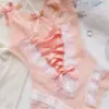 Sweet Girl Orange Pink Underwear Court Retro Sexy Strap Pajamas