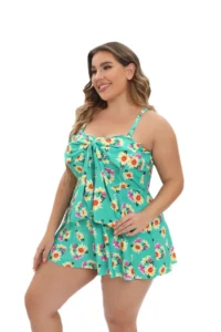 Plus Size Swimsuit Women 2023 New Fashion Floral Print High Waist Two Pieces Bikini Set Beach Swimwear Tankini - Image 3