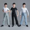 Set Boys Latin Dance T Shirt Pants Ballroom Costume Kids Latin Costume Professional Gymnastics Pratice Dance Costume Competition - Image 4