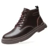 Cow Leather Boots for Man Fashion Casual Designer Warm Cotton Shoes Male Autumn Winter Platform Boots Shoes Men - Image 4