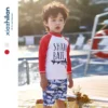 Boy Long Sleeve Swimsuit Two Pieces Suit 1-13 Year Swimwear UPF50 Children 2023 Kid Cool Cartoon Beachwear Bathing Suit - Image 4