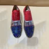 Splicing Multicolor Men's Rivet Casual Shoes Classic Red Suede Spike Toe Design Lace Up Oxford Shoes Comfortable Dress Men Shoes - Image 3