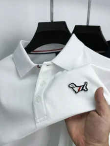 Luxury Men's Spring and Autumn Pure Cotton Business Casual Long-sleeved High-quality Puppy Embroidered Lapel POLO Shirt T-shirt - Image 3