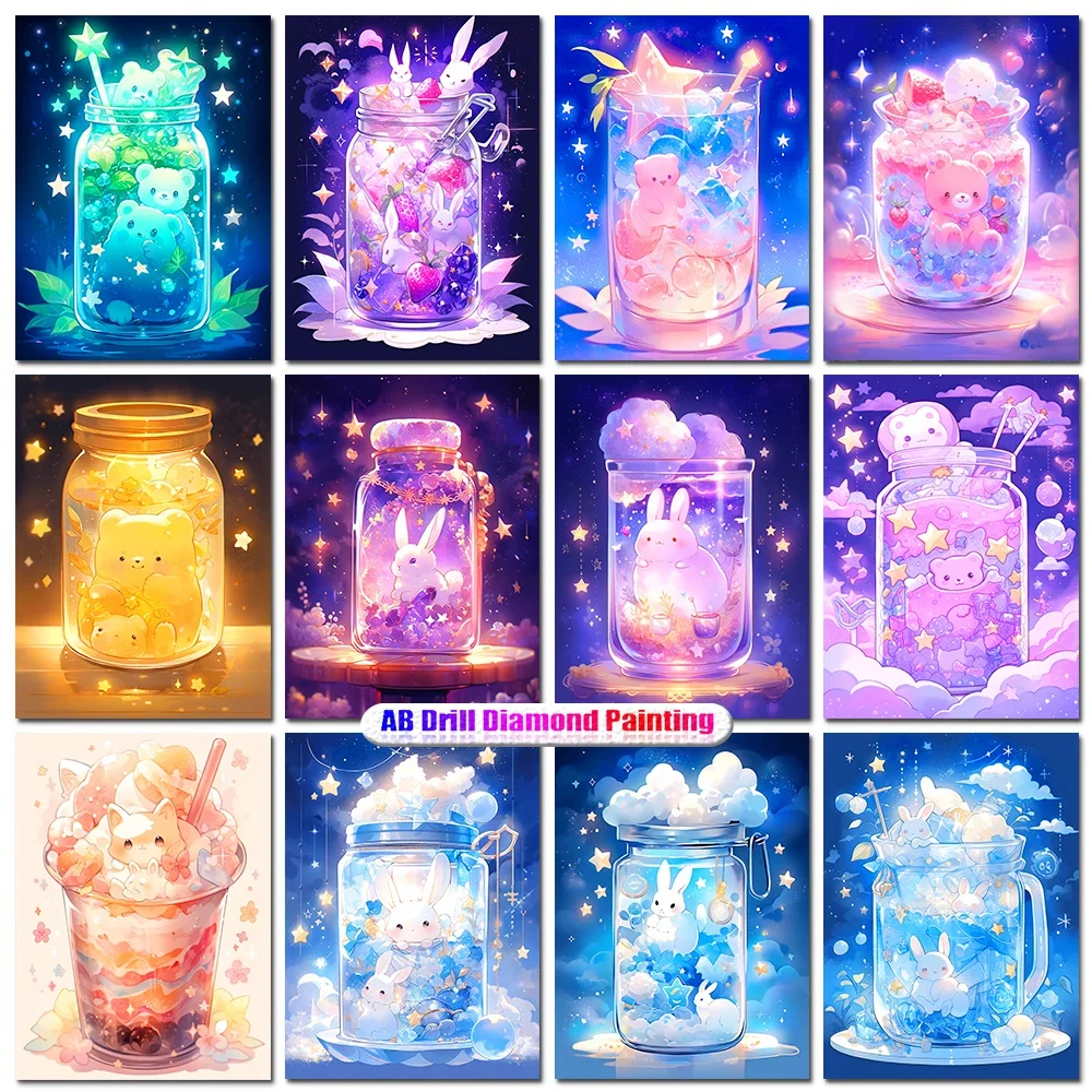 AB Diamond Painting Cartoon Rhinestone Cross Stitch Animal Mosaic Embroidery Set Handmade Gift Children Room Decoration