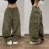 2024 New JNCO Harajuku Casual Loose Solid Color Multi-pocket Washed Jeans Y2K Street Hip-hop Wide-leg Pants For men and women