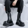 Designer Smoke Boots for Men High Top English Style Platform Shoes Male Fashion Casual Soft Leather Black Ankle Botines Hombre - Image 3