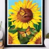 1pc DIY 5D Diamond Painting Full Diamond Sunflowers and Butterflie Diamond Painting, Handmade Home Art Gift Diamond Painting Kit