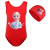 Kids Girl One-Piece Swimwear Cartoon Frozen Elsa Print Baby Swimsuit Swimming Cap Set Children Movement Outfit Party Bodysuit - Image 4
