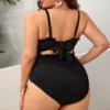 Plus Size Women's Swimsuit 2023 New One Piece Swimwear Black Sexy Tummy Control Bathing Suit Female Trend Beach Wear - Image 4