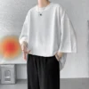 High Quality Men Oversized Ice Silk T Shirts 2023 Summer Mens Half Sleeve Fashions Harajuku T-Shirt Male Solid Simple Daily Tees - Image 4