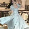 French Vintage Evening Party Dress Women 2024 Summer Elegant Romantic Prom Robe Vestidos Korean A-line Graduation Dresses New