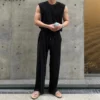 Summer Streetwear Mens Outfits Sleeveless O Neck Casual Tank Tops And Straight Pants Men Two Piece Sets Leisure Breathable Suits - Image 5