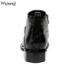 Retro British Men Chelsea Ankle Boots Metal Pointed Toe Side Zipper Low Heel High Top Black Brown Party Boots Shoes For Men - Image 2