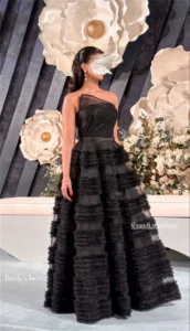 Amanda Elegant Strapless Multilayer Evening Dress Sexy Sleeveless A-line Party Dress 2024 Grace Tulle Black فساتين مناسبة رسمية - Image 2