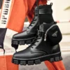 Punk Style Men's White Boots Leather Pocket Design Men Platform Boots Comfortable Lace-up Men Black Ankle Boots Botines Hombre - Image 4