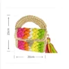 Handmade Women's Needle Hook Bag Designer Multi Color Handbag Luxury Colorful Rainbow StripThread Hook Knitted Small Square Flap - Image 3