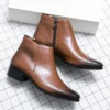 Luxury Genuine Leather Designer Mens Chelsea Formal Casual Dress Business Shoes for Men Fashion Ankle Boots Original High Heels - Image 5