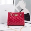 Fashion Women Shoulder Crossbody Bag Rhomboid Grid Pu Leather Button Underarm Luxury Chain Bags Lady Small Square Handbag - Image 6