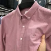 High Quality 100% Pure Cotton Men's Shirt Solid Color Lapel With Embroidered Printing Long Sleeved New Korean Autumn Men’s Top - Image 3