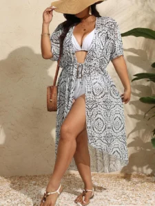 2024 New Cover Up Plus Size Bikini Women Swimsuit Cover-up White Bathing Suit Beach Wear Knitting Swimwear mesh Beach Dress - Image 4