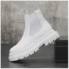 Luxury Design Mens Platform Chelsea Boots Thick Bottom Split Leather Ankle Boots Male Footwear Round Toe Short Martins Boots - Image 4