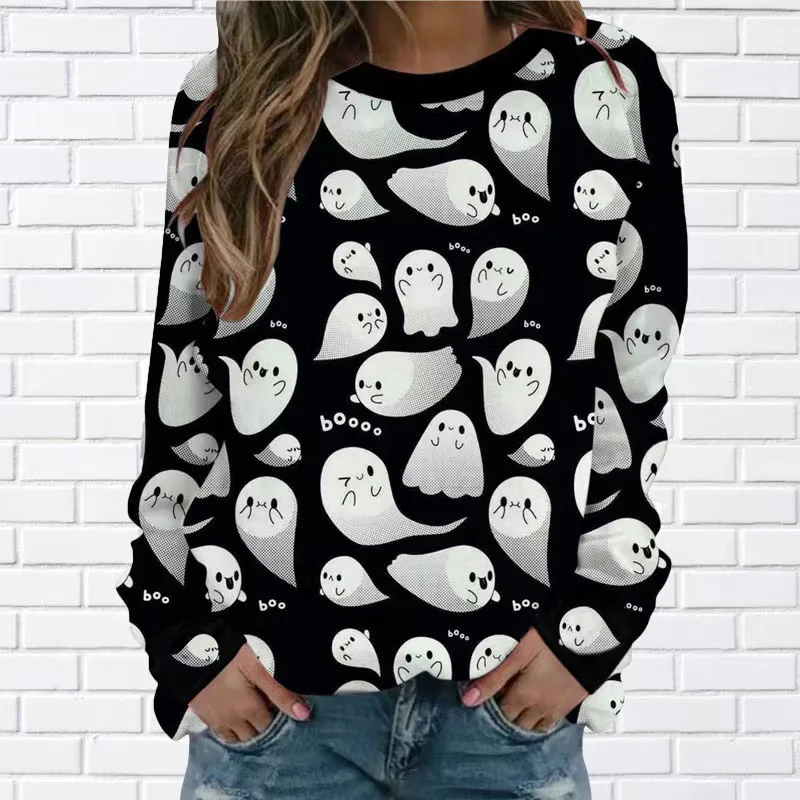 Autumn Halloween Ghost 3D Print Long Sleeve Women Hoodies Streetwear Female Hoodie Sweatshirt Pullover Oversized Woman Clothing