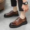 Spring Luxury Brand Designer Dress Shoes Men Boots Thick Bottom Platform Casual Oxford Boots Low Heel Lace-up Round Head Shoes - Image 4