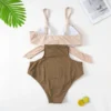 Plus Size Color Block One Piece High Waist Bikini Swimwear Women's Swimsuit Beachwear Bathing Suits - Image 5