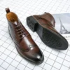 Genuine Leather Luxury Footwear Designer Formal Brogue Dress Winter Business Shoes for Men Fashion Chelsea Casual Ankle Boots 45 - Image 5