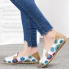 2024 Casual Flat Mom Shoes Soft Top Comfortable Printed Genuine Leather Women's Shoes Versatile Bean Shoes - Image 4