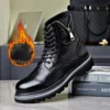 Autumn Winter New Designer Platform Boots for Men High Top Warm Casual Shoes Male Solid Color Genuine Leather Ankle Boots Men - Image 4