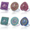 1pc/Set DIY Mandala Diamond Art Compact Mirror Leather Portable Folding Mirror Kit Diamond Painting Pocket Mirror for Adults