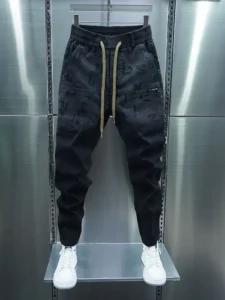 Black Cargo Jeans Skinny Harem Pants Outdoor Slimline Jogger Sweatpants Letter Printing High Quality Streetwear Brand Clothing - Image 2