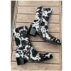 Luxury Fashion Black And White Mixed Colors Horsehair Leather Boots For Men Handmade Heeled Autumn Winter Boots Designer Shoes - Image 2
