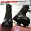 Italian Brand Designer Mens Luxury Cowboy Boots Natural Leather Platform Winter Shoes Black Ankle Boot Short Plush Botas Male - Image 2