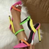 Liyke Mixed Colors Women Sexy Stiletto Sandals Cozy Leather Pointed Toe Buckle Strap High Heels Summer Party Prom Shoes Size 42 - Image 4