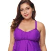 Plus Size Swimsuit Woman 2022 Summer Ruffles Tops Push Up Bikinis Solid High Waist Two Pieces Female Set Swimwear - Image 5