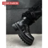 Original design increases height by 7CM Dark Martin boots for men personality leather boots thick soled high top dad shoes - Image 3