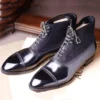 Men Short Boots Brown Bullock Flock Lace-up Square Toe Handmade Business Ankle Shoes for Men with Zapatos Hombre - Image 10