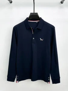 Luxury Men's Spring and Autumn Pure Cotton Business Casual Long-sleeved High-quality Puppy Embroidered Lapel POLO Shirt T-shirt - Image 6