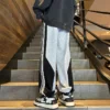 Baggy Casual Side Stripe Men Sweatpants Thicken Warm Korean Style Patchwork Color Clash Sports Pants Harajuku Man Trousers - Image 4