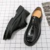 Spring Luxury Brand Designer Dress Shoes Men Boots Thick Bottom Platform Casual Oxford Boots Low Heel Lace-up Round Head Shoes - Image 3