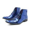 Gold Blue Patent Leather Spikes side Zip Lace-Up Boots Breathable Designer Man Shoes Gentleman Casual Zapatos para hombres - Image 6