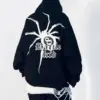 Male Clothes Hip Hop Sweatshirt for Men Aesthetic Spider Black Hooded Hoodies Graphic Streetwear No Brand Warm Korean Style S