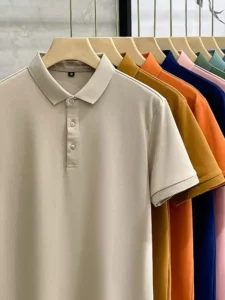 High Quality Ice Silk Solid Color Polo Shirt Men's Summer Thin Lapel Top Breathable T-shirt Short Sleeved Shirt Streetwear - Image 3
